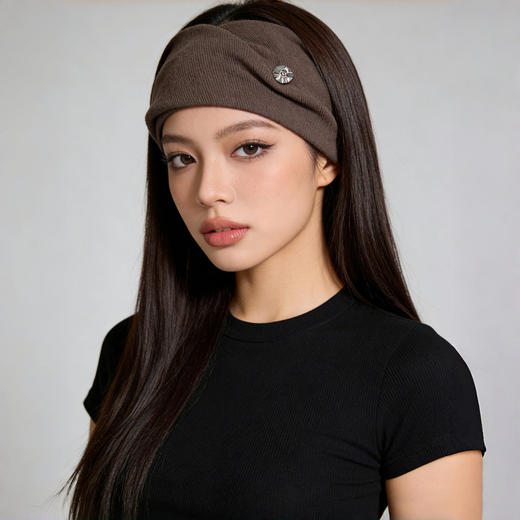 Kusivon Wide Plaid Knitted Headband