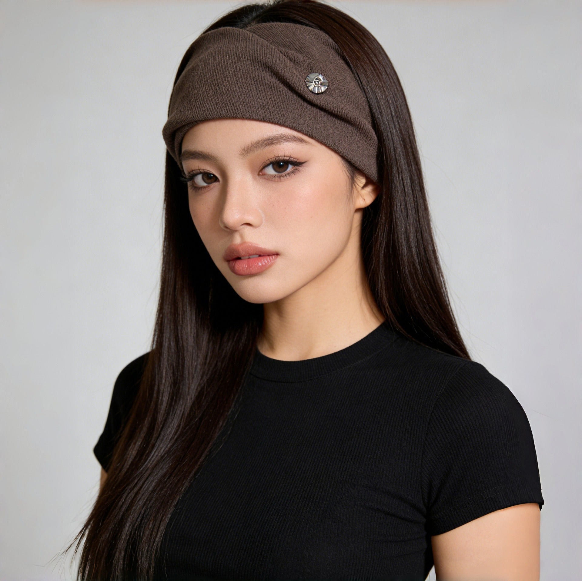 Kusivon Wide Plaid Knitted Headband