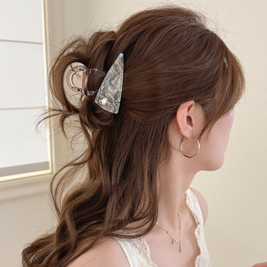 Kusivon Triangle Rhinestone Resin Hair Claw Clip